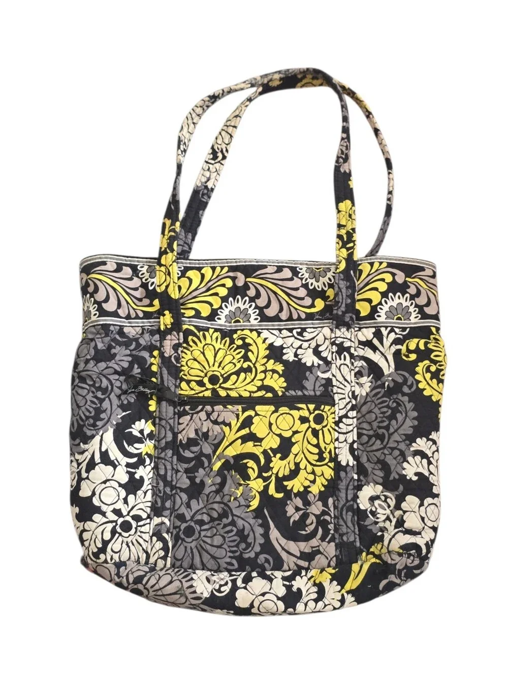 Vera Bradley Baroque Quilted Floral Print Tote Bag in Yellow, Black & White